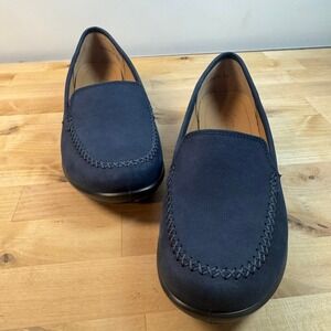 Hotter Jazz Extra Wide Fit Navy Blue Nubuck Leather Loafers Womens 9 Slip On